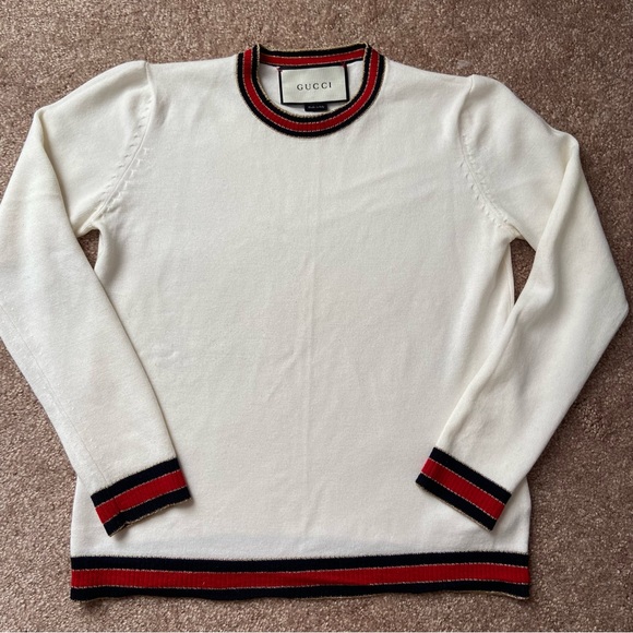 Gucci Sweaters - Gucci Wool Blend Crewneck Sweater Striped Trim
